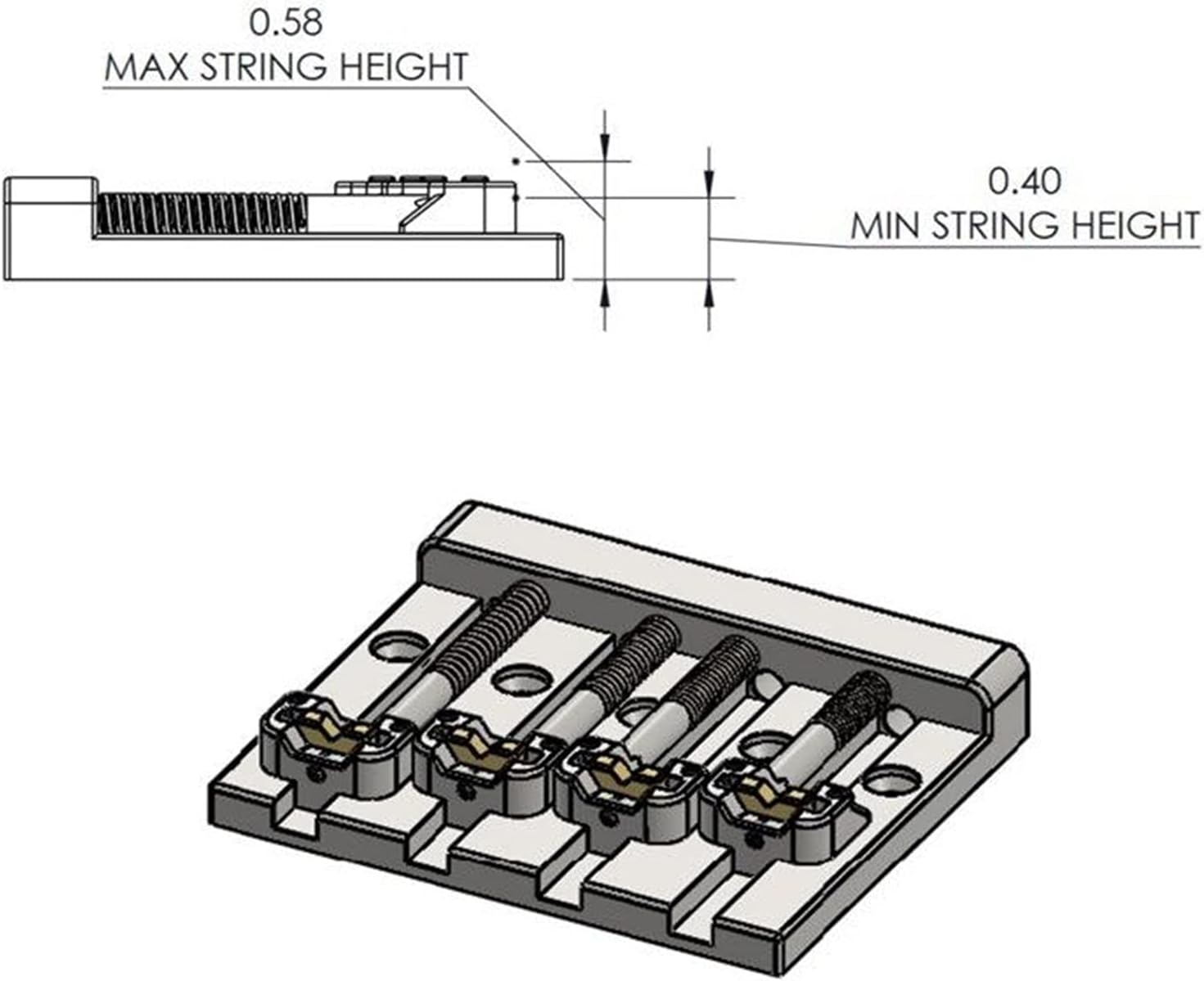 Electric Guitar Bridge Saddle New Bass Bridge 4 String Modification Badass Bass-Chrome Guitar Tailpiece