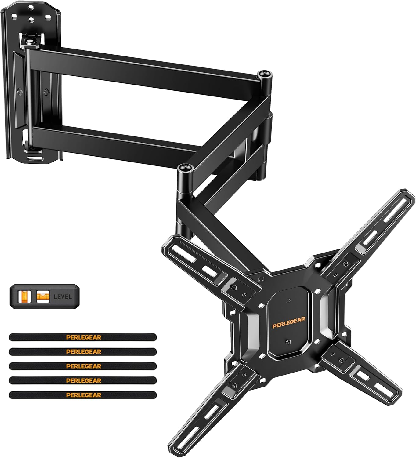 Perlegear Long Arm TV Wall Mount for 32-65″ TVs, 37.4” Long Extension Corner TV Mount, Max VESA 400x400mm, Articulating Arms Full Motion Wall Mount Bracket with Swivel and Tilt, Holds up to 110 lbs