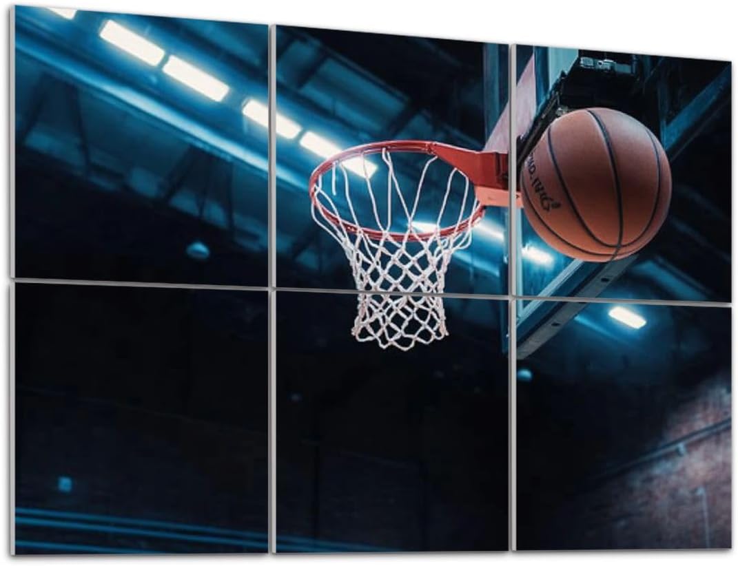 Art Acoustic Panels Self Adhesive Basketball scoring basket as it goes hoop 6 Packs Decorative Soundproof Wall Panels Large Sound Absorbing Panels for Home Office 48