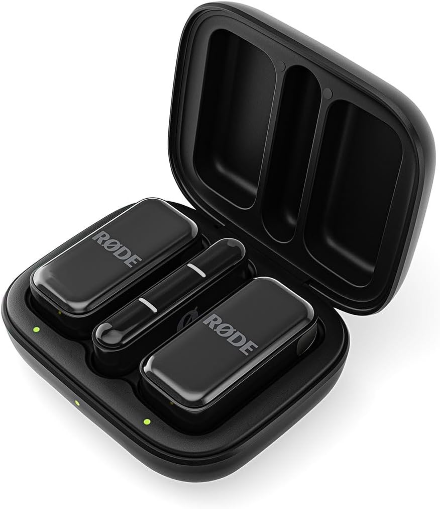 RØDE Wireless Micro - Compact Wireless Microphone, Two Mics with Charge Case for Smartphone Content Creation with Green Extreme 20W 2-Port Wall Charger (USB-C Connector, Black)