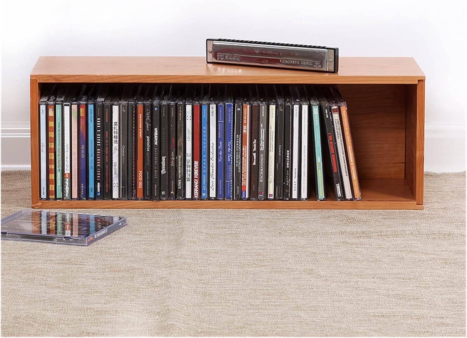 XibanY Record Storage Shelf Stackable Media Storage Rack Shelving and Organizer- CD Storage Box for Media Shelf Storage and Organization Record Holder Shelf