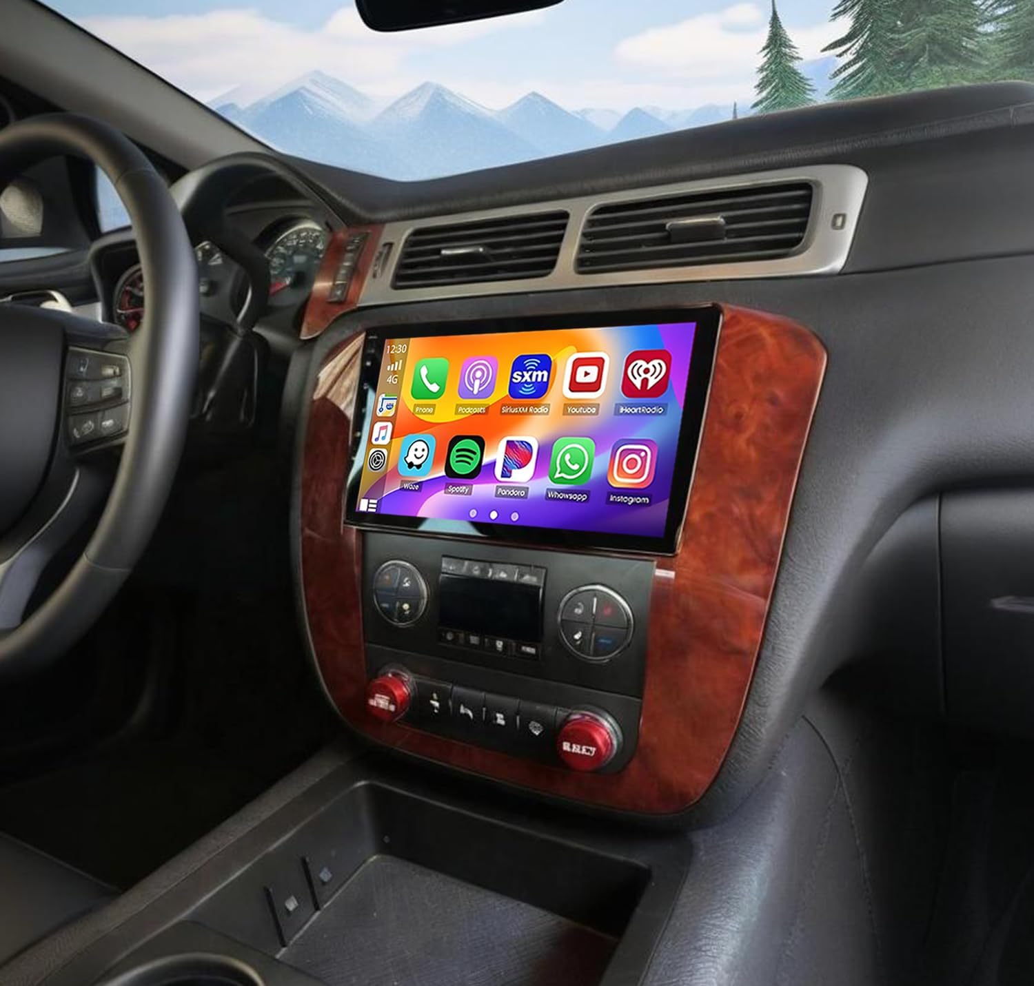 Car Radio for GMC Yukon Chevy Tahoe Suburban 2006 2007 2008 2009 2010 2011 2012 2013 2014 with Wireless CarPlay Android Auto, 9 ''Touch Screen Stereo for GMC WiFi GPS Bluetooth AHD Backup Camera-2+32G