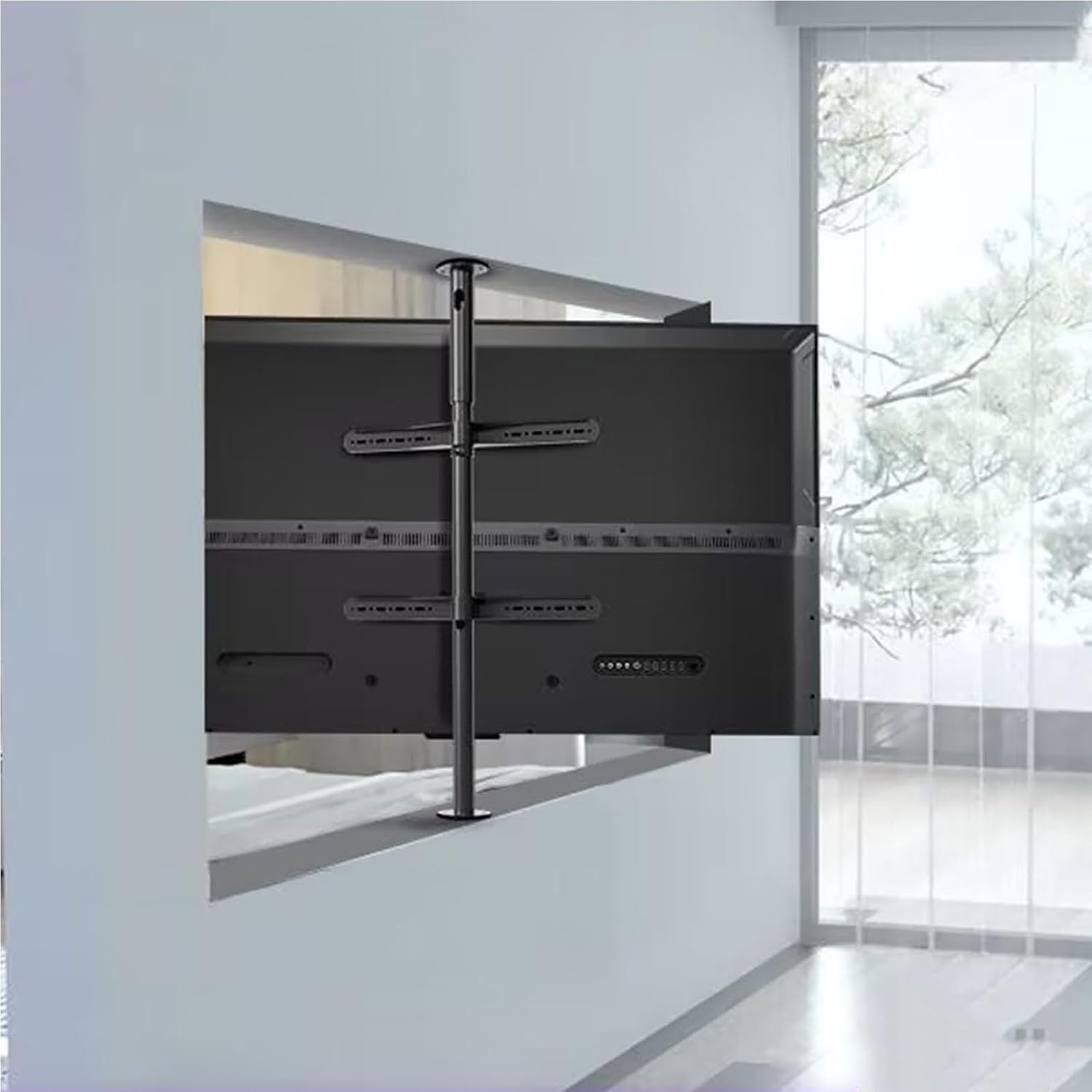 LCD Tv 360 Degree Rotating Frame Floor Stand - Height Adjustable Tv Stand and Wall Mount, Suspended Tv Cabinet, Rotating Divider Shelf Tv Bracket, Fits 32-75 in，85-110cm