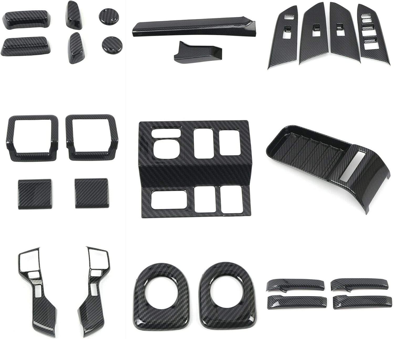 for Toyota Tundra 2014-2021 Left Hand Drive Carbon Fiber Accessories Interior Kit Cover Trims 26pcs Car Accessories(Not fit for Toyota Tundra Crewmax, Double Cab 2014-2021)