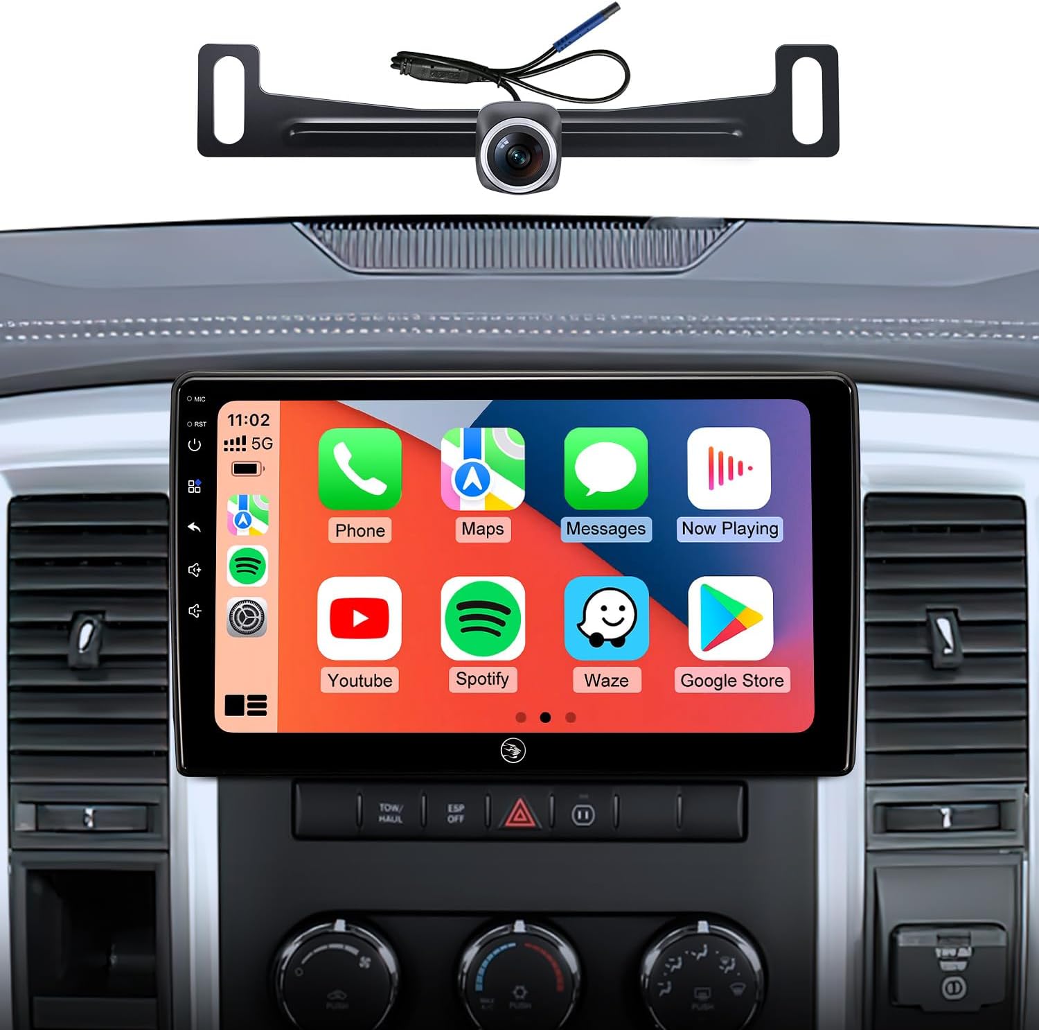 10.2inch Car Stereo Radio for Dodge Ram 1500 2500 3500 2009 2010 2011 2012 with Wireless carplay/Android auto/Touchscreen/Android13/FM/AMGPS Navigation/HD Backup Camera