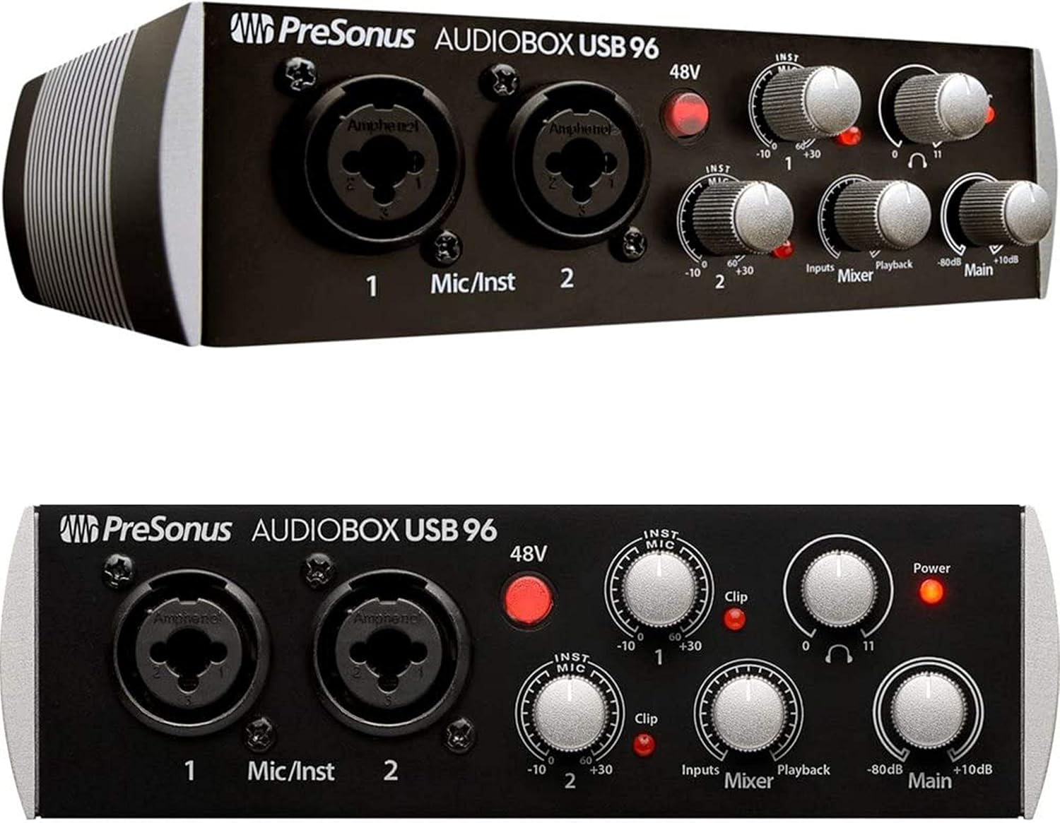 PreSonus AudioBox USB 96 Digital Audio Interface (Black) 96 kHz converters with USB interface's Class A MIC/LINE/Instruments Preamps with Gravity Phone Holder and Bluetooth Headphone Bundle