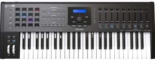 Arturia KeyLab MKII 49 Professional MIDI Controller and Software (Black) with 6ft MIDI Cable, Sustain Pedal & Keyboard Dust Cover (Small) Bundle