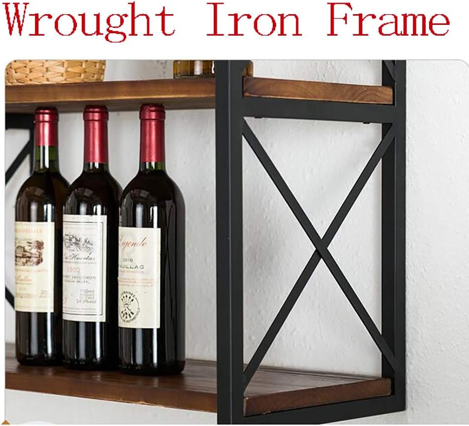 2-Tier Floating Shelves for Wall, Rustic Wood Geometric Style Decor Shelf,Industrial Pipe Bathroom Shelf Wall Mount,20kg Weight Capability,for Bathroom, Bedroom, Living Room,Kitchen, Office