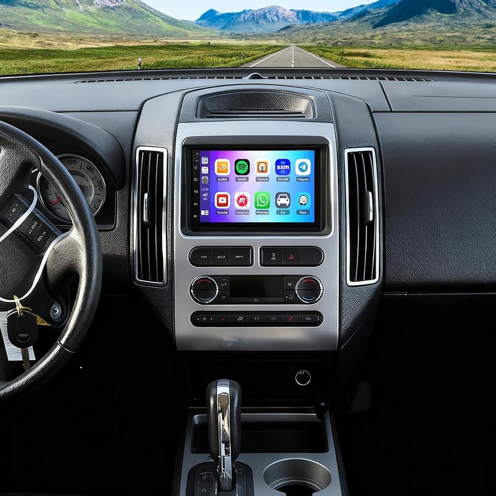 7 inch Android 14 Car Stereo Radio Fit for Ford Edge 2007-2010, IPS Touch Screen Double Din Radio with Carplay & Android Auto GPS Navigation BT FM RDS DSP Mirror Link WiFi Backup Camera MIC