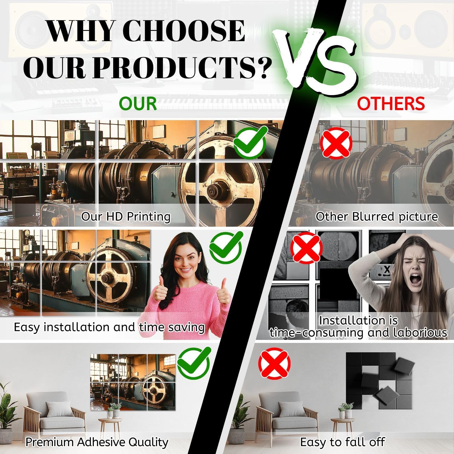 6 Pack Art Acoustic Panels pump Sound Absorbing Panel 48