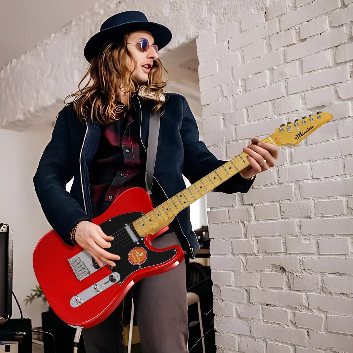 Electric Guitar Beginner Kit TL Series, Full-Size Paulownia Wood Body, C-Shape Neck, Guitarra Electrica, Accessories Pack Guitar Bag MS110 (Red)