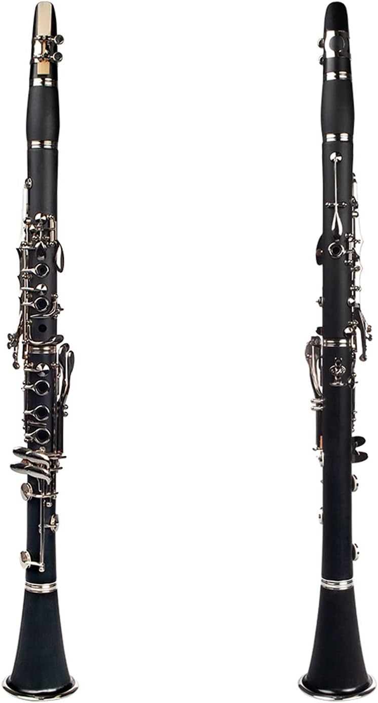 Standard Clarinet Black ABS Clarinet Bb Cupronickel Nickel Plated 17 Keys with Cleaning Cloth Gloves Woodwind Instrument Beginner Clarinet