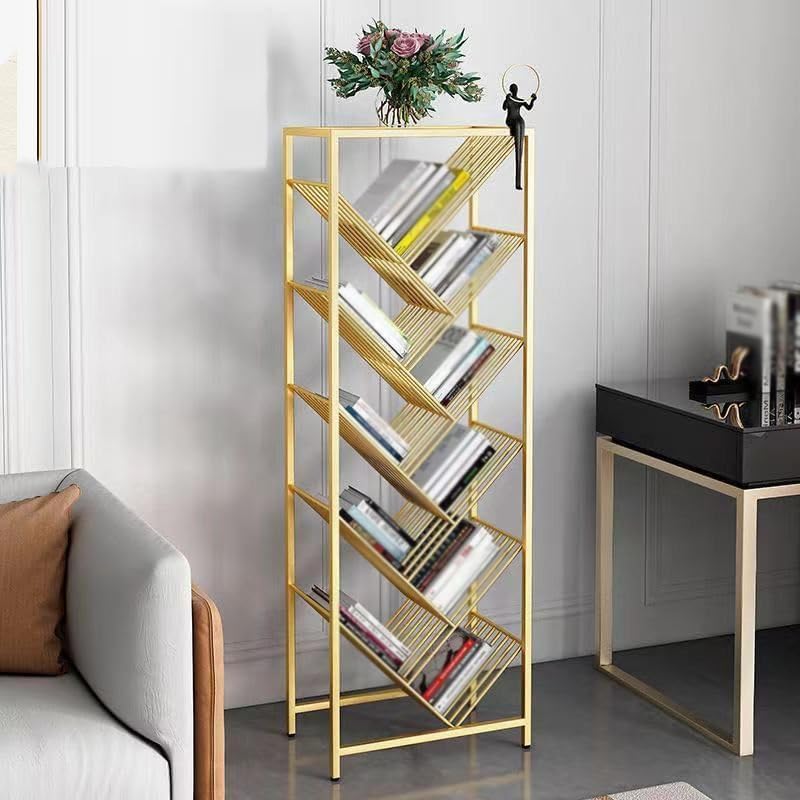 Cube Bookcase, Simple Bookshelf, Freestanding Open Bookshelf, Multi-Layer Home Table, Suitable for Living Room, Study, Reading Corner (Gold/White)(Gold,40 X 24 X 85cm) (White 40 X 24 X 105cm)