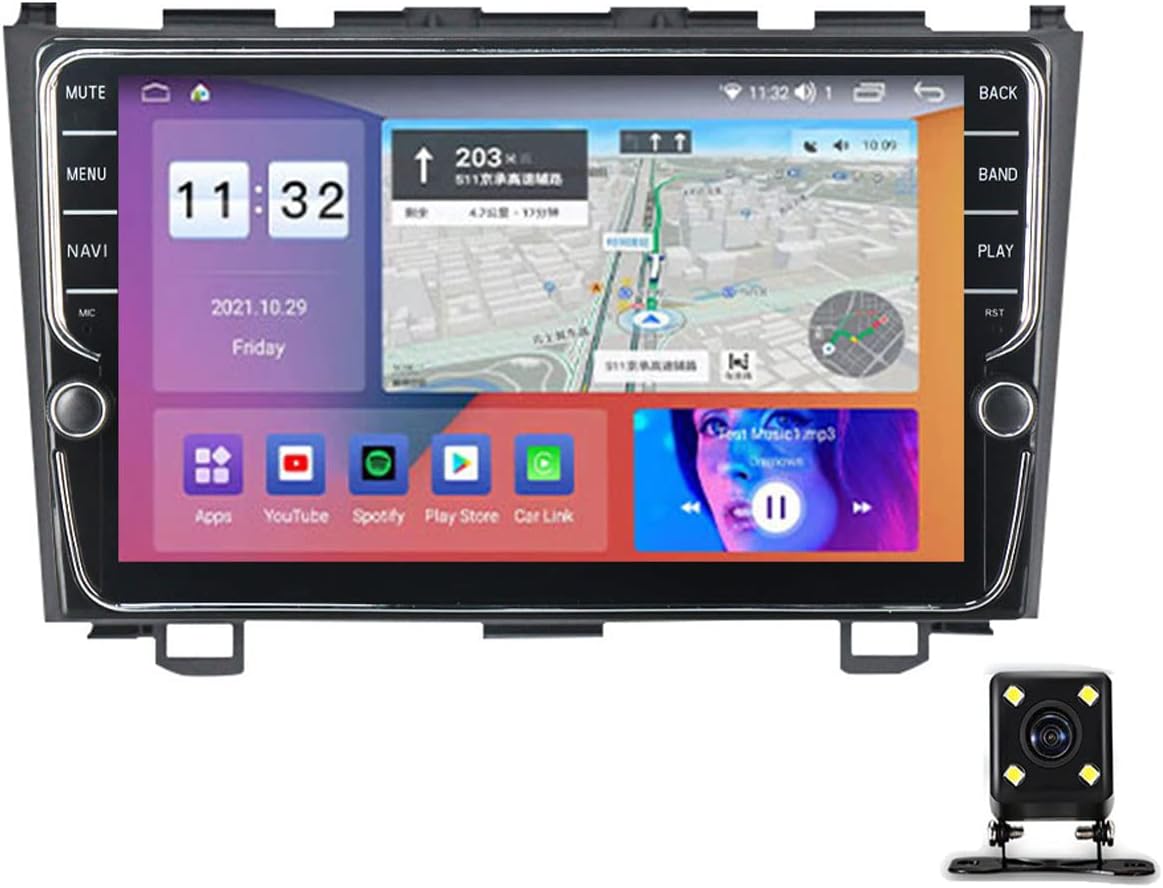 Double Din Car Stereo with Bluetooth 5.0, 9 Inch Car Multimedia Receiver for Honda CR-V CRV 2006-2012 Car Audio MP5 Player with Backup Camera/Steering Wheel Control/Carplay/DSP