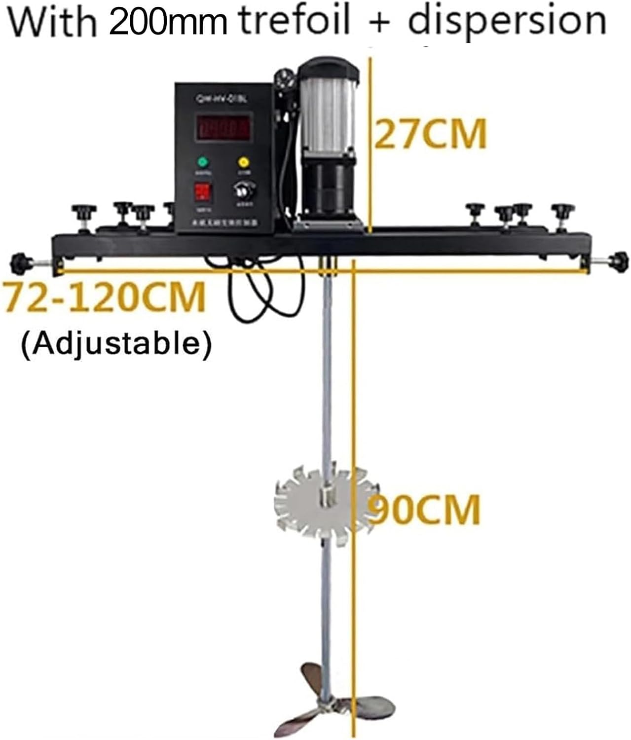980W Commercial Barrel Drum Stirrer, 1 Ton Paint Stirring Machine, with Support Hanger,Folding Propeller,for Ink Dissolver Agitator,Packageb,Packagea