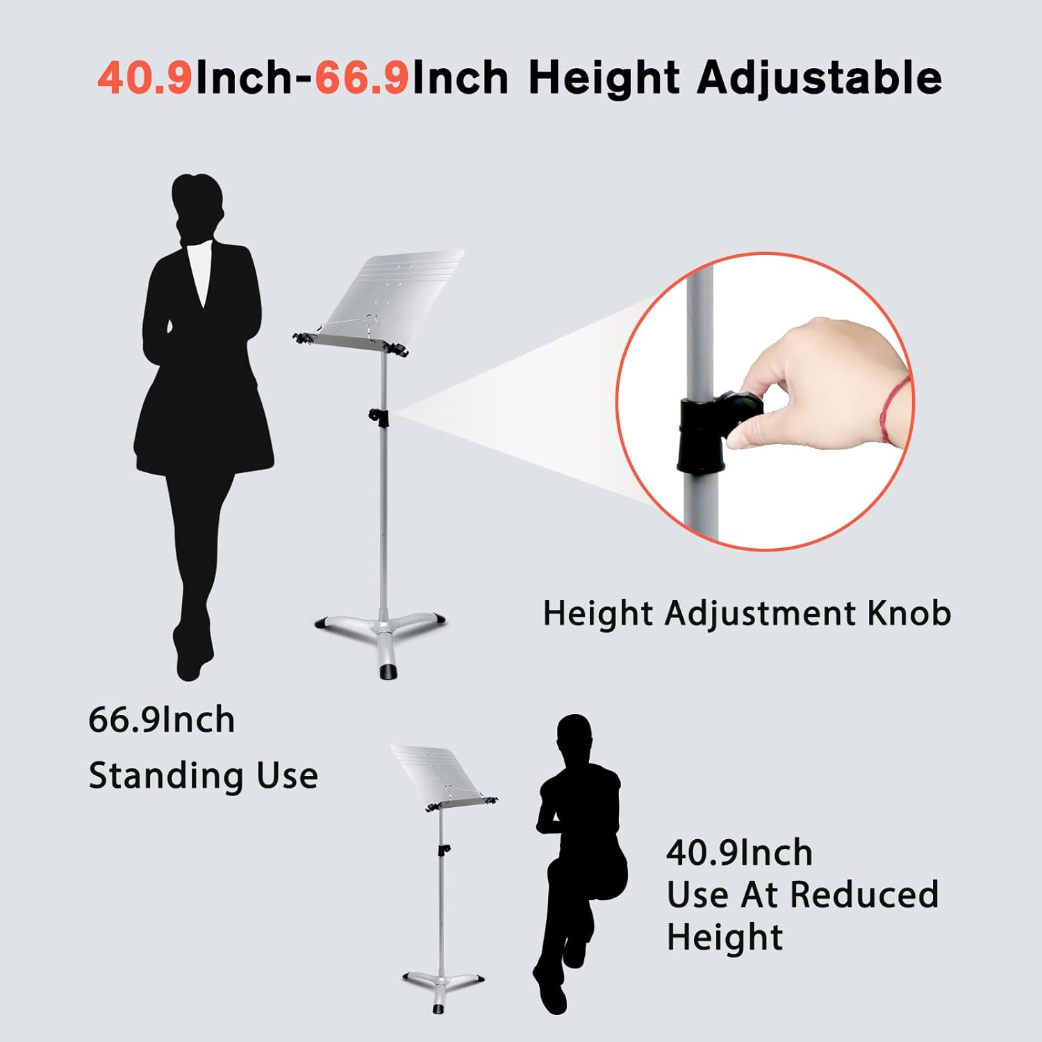 ROWELL Euphonium 3 Valves Bb Brass Lacquer Gold with Music Stand (Gray)