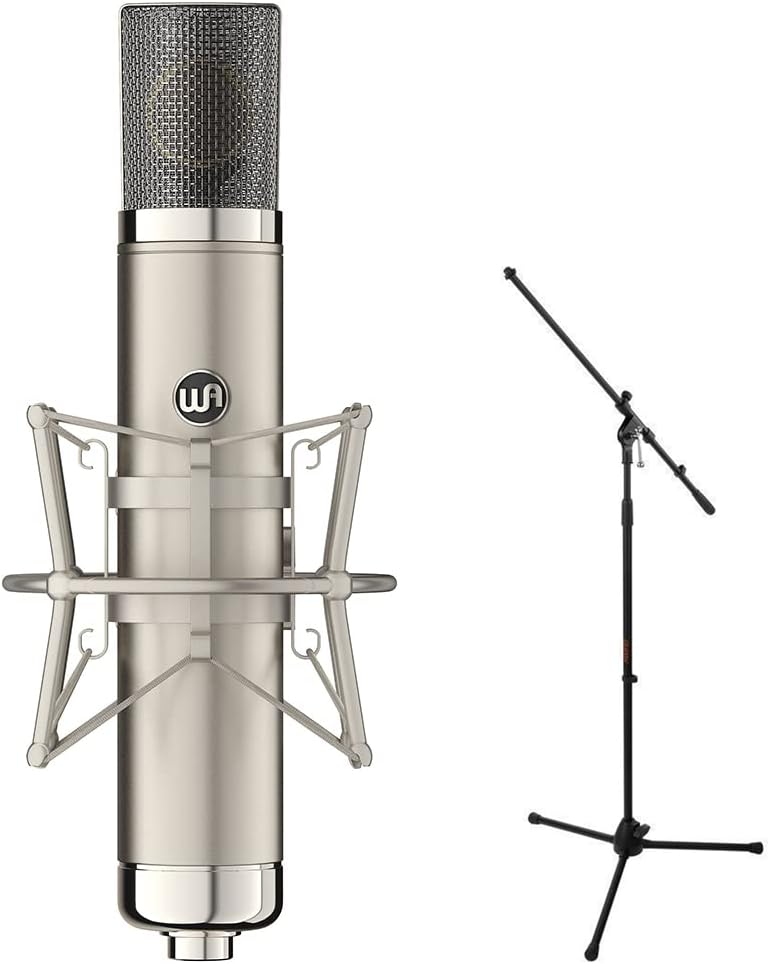 Warm Audio WA-CX12 Large-Diaphragm 9-Pattern Tube Condenser Microphone Bundle with Auray MS-5230F Tripod Mic Stand with Fixed Boom