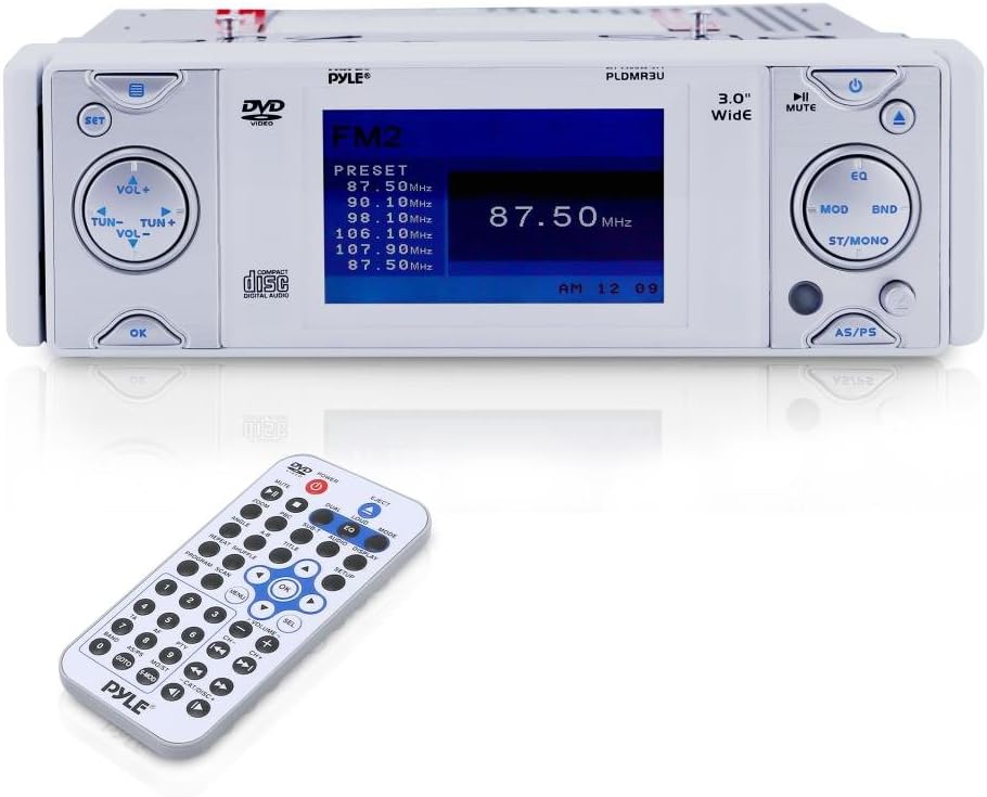 PYLE PLDMR3U In-Dash Marine CD/DVD Receiver with 3-Inch Built In Monitor