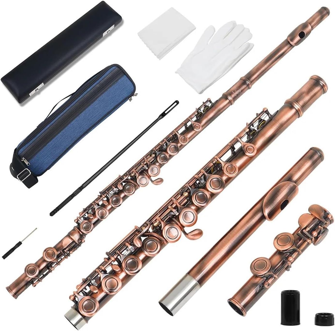 16 Hole C Key Flute White Copper Playing Woodwind Instrument