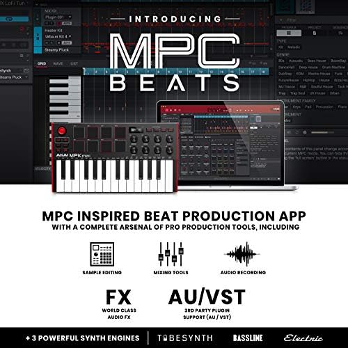 Akai MPK Mini MK3 MIDI Keyboard Controller + M-Audio SP2 Sustain Pedal, with MPC Beats and Software Suite – Beat Maker Bundle