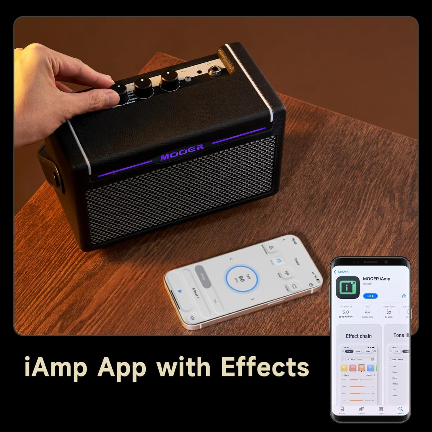 MOOER SD10i 10W Practice Guitar Amplifier Combo with Smart Effects App, Stero Sound Portable with LED Light, 49 Effects Types, 52 Amp Models, Loop, Drum Machine, Tunner (Black)