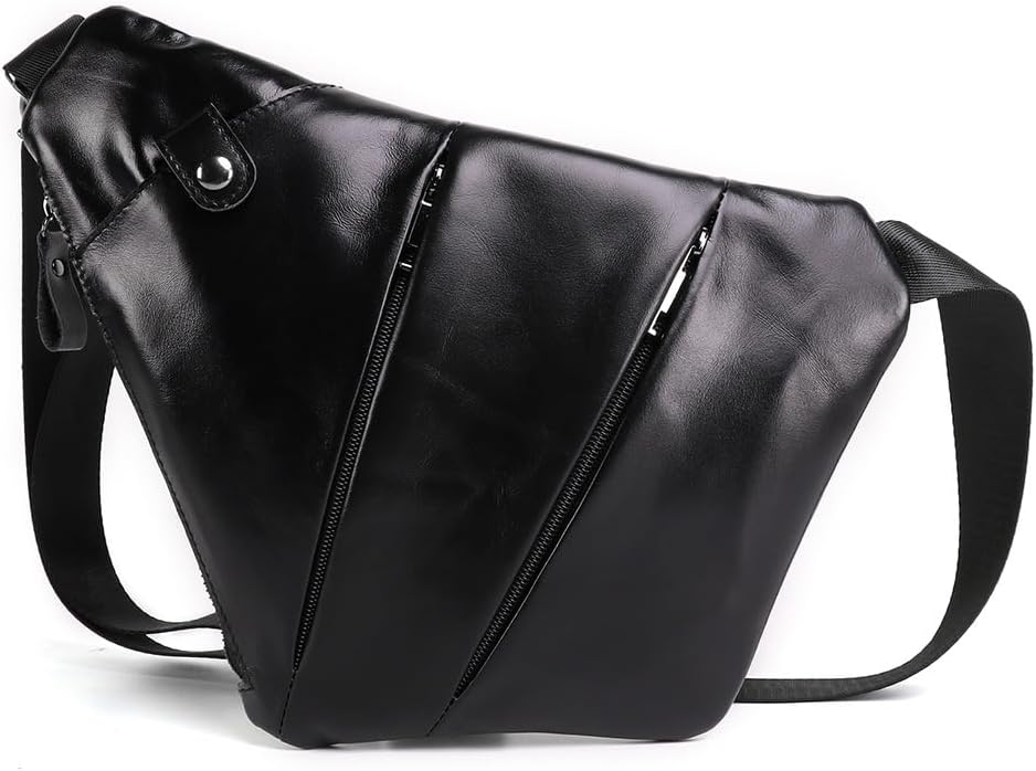 Genuine Leather Anti-theft Sling Chest Pack Men Crossbody Shoulder Bag Segmented Crossover Backpack Business Travel