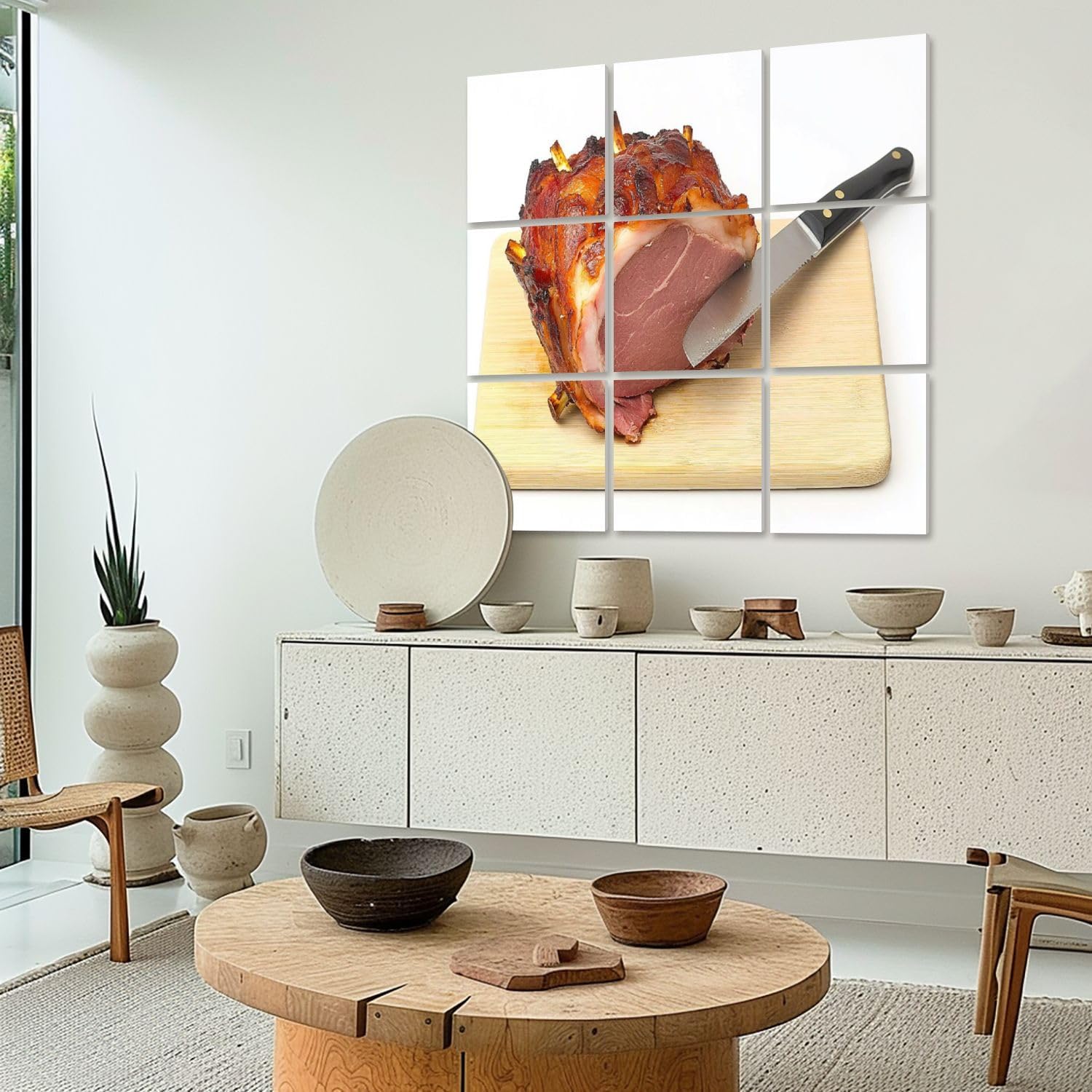 Art Acoustic Panels Self Adhesive Roast pork gammon joint 9Packs Decorative Soundproof Wall Panels Large Sound Absorbing Panels for Home Office 60