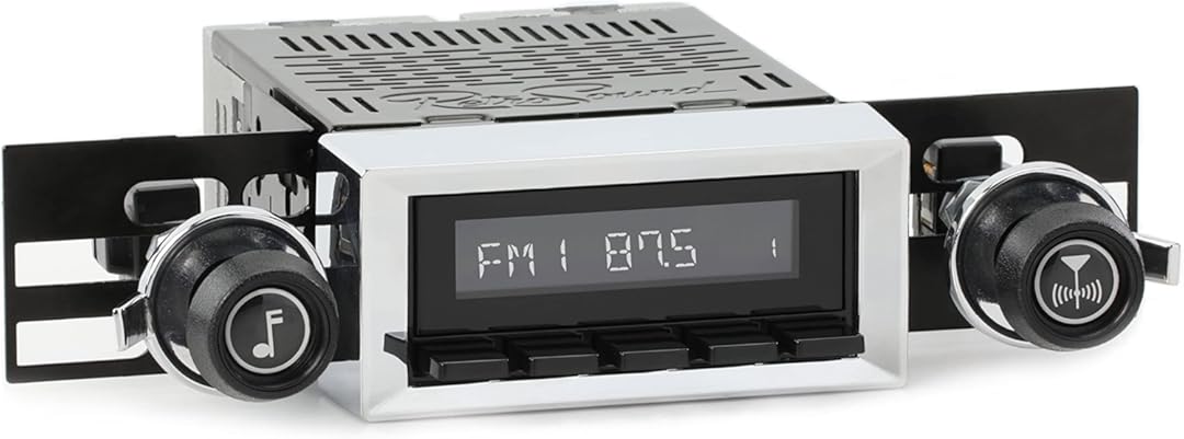 Retro Manufacturing HB-116-117-37-73 Hermosa Direct-Fit Radio for Classic Vehicle (Black Face and Buttons and Chrome Bezel)