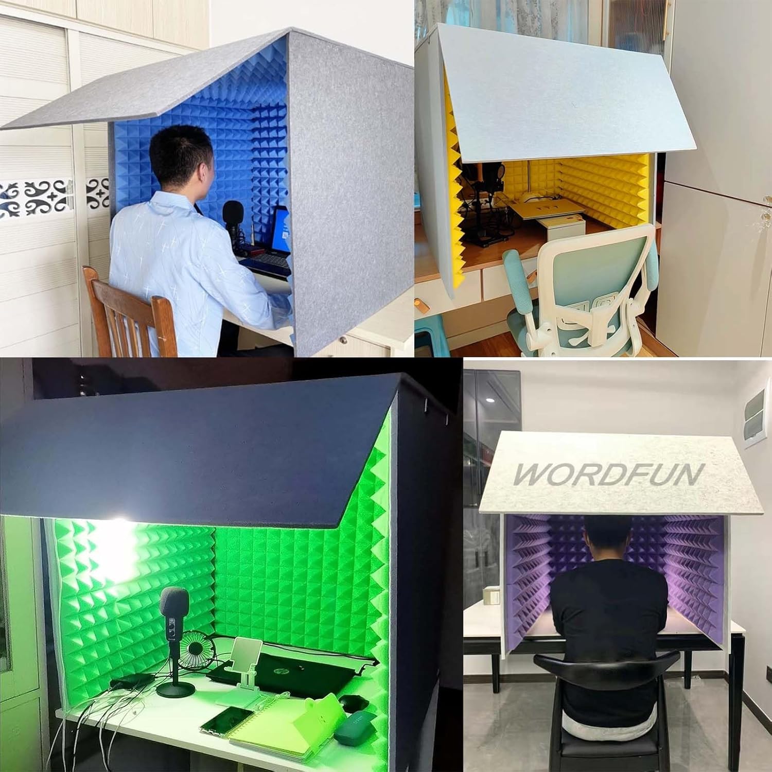 Desktop Soundproof Box, Multifunctional Soundproof Room, Portable Recording Studio for Video Conferencing (Red)