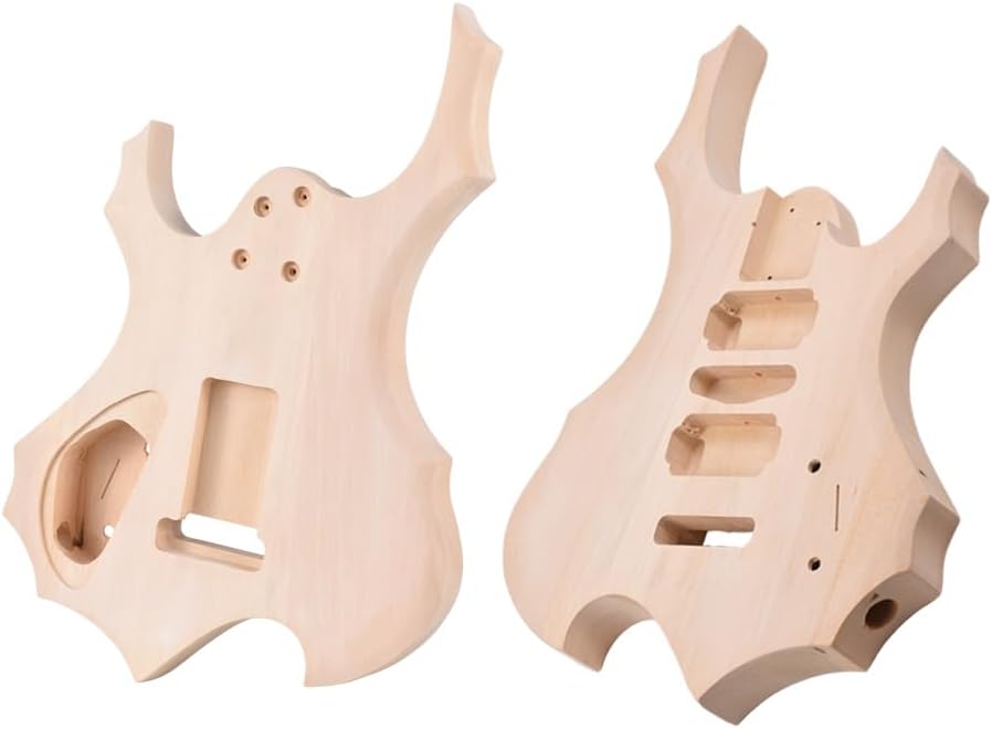body,HUIOP guitar body unfinished,DIY Electric Guitar Unfinished Body Guitar Barrel Blank Wooden Guitar Body Replacement Parts