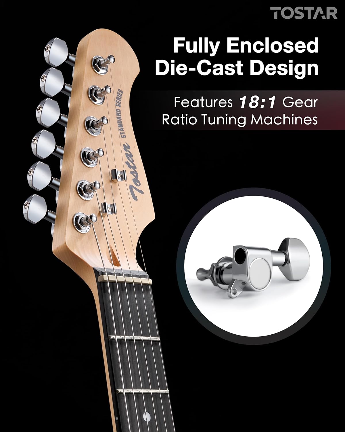 Tostar 39 Inch Full Size Electric Guitar Kit For Beginners And Adults,SSS Pickup Stratocaster Guitarra Electrica Set Includes Tremolo Bridge,Amp,Strings,Stand,Case Bag,Birthday Christmas Holiday Gifts