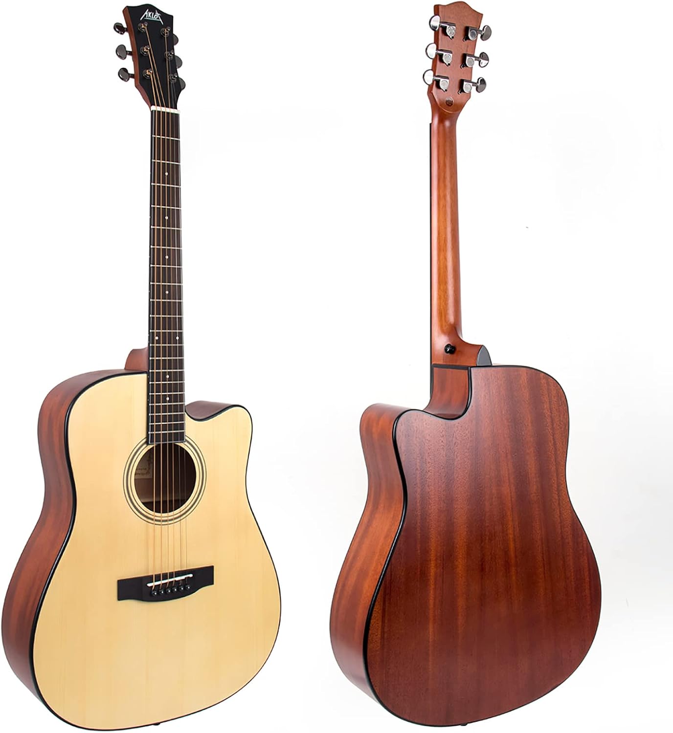 AKLOT Acoustic Guitar for Beginners Full Size 4/4 Folk Guitars Cutaway Acoustique Guitare Starter Kit (Spruce Wood W/Bag)