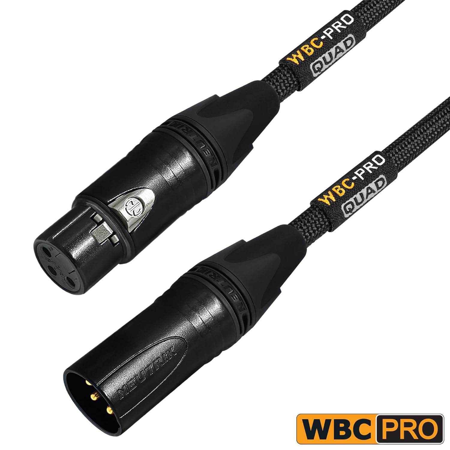 3 Units - 6 Foot - WBC-PRO-Quad Ultra-Silent Ultra-Flexible Balanced Star-Quad Cable with Neutrik Male & Female XLR Plugs & Black Tweed Jacket