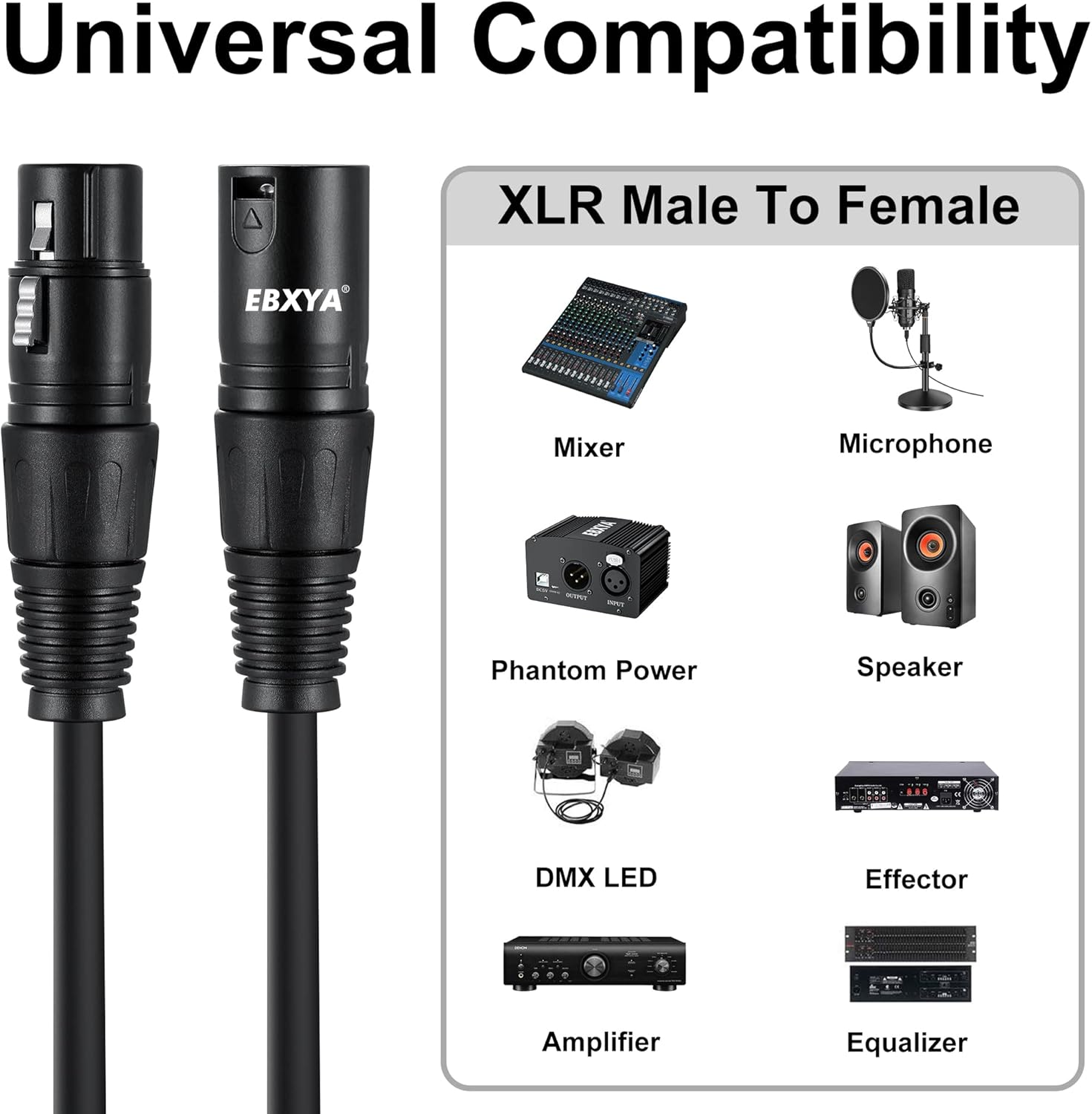 EBXYA XLR Cable, 3 Pin Balanced Microphone Patch Cable Cord