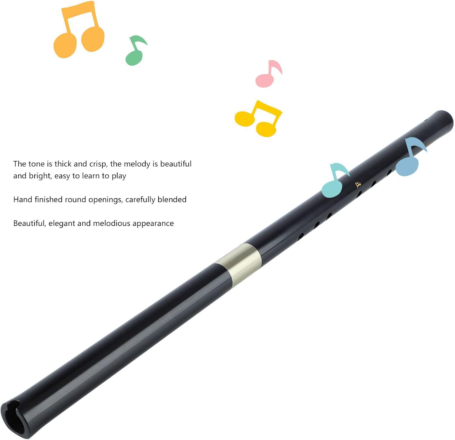 Woodwind Instrument, Rosewood Lightweight Exquisite Vertical Flute Rounded Opening Popular for Flute Playing (F Key)