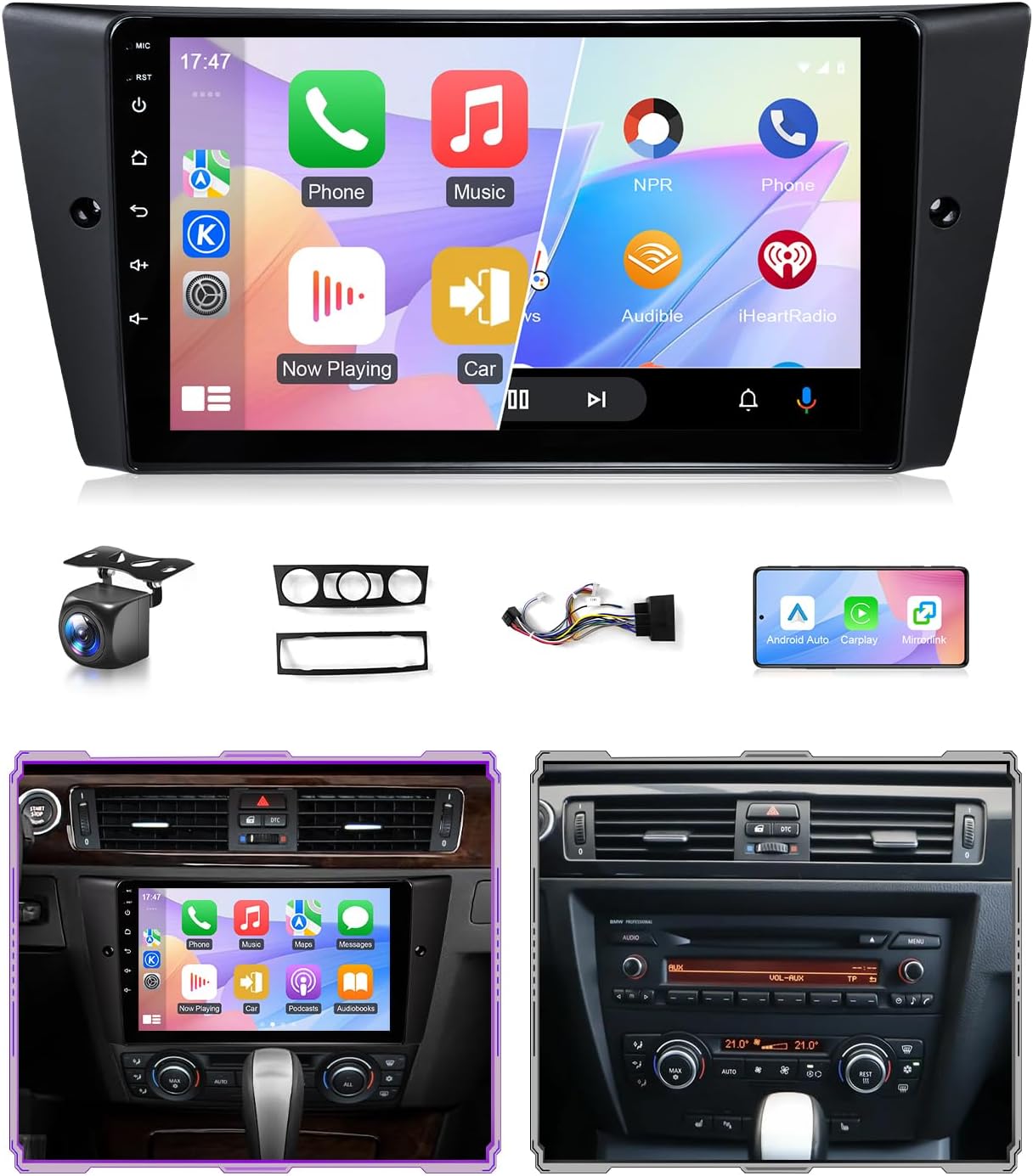 8Core 2+32G Car Stereo for BMW 328i 335i 325i E90 E91 E92 E93 2005 to 2011 Radio Wireless CarPlay Android Auto-9