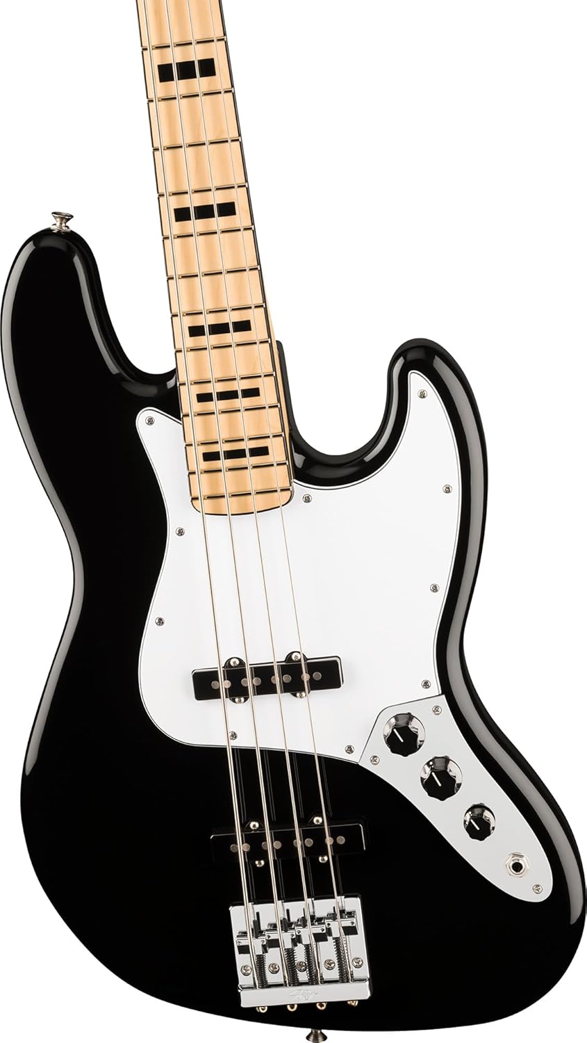 Fender Geddy Lee Jazz Bass- Black Bundle with Gig Bag, Strap, Cable, and Guitar Cleaning Kit