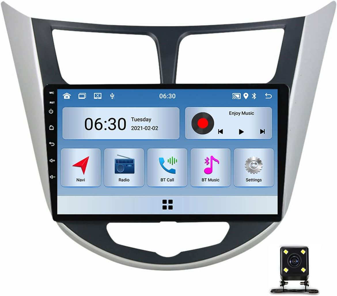 Double Din Car Stereo, Android Car Audio Receiver, 9 Inch Touchscreen with Bluetooth, WiFi, GPS Navigation, Mirror Link, Carplay, DSP, FM AM Car Radio for Hyundai Solaris 2010~2016