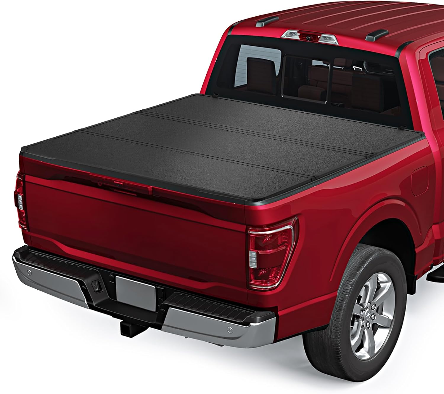 BDFHYK 5.5' FRP Hard Tri-Fold Truck Bed Tonneau Cover Compatible with Ford F-150 2015-2026 (Incl.King Ranch Raptor Series) 5.5 FT (66