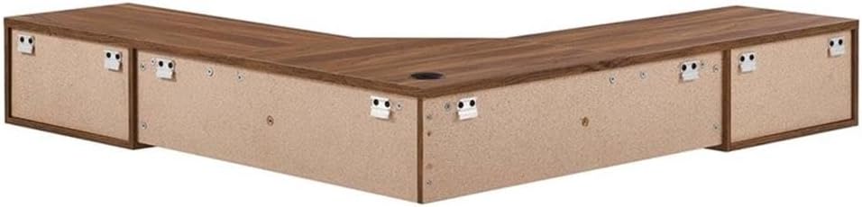 Pemberly Row Wall Mount Corner Modern Wood Office Desk in Walnut