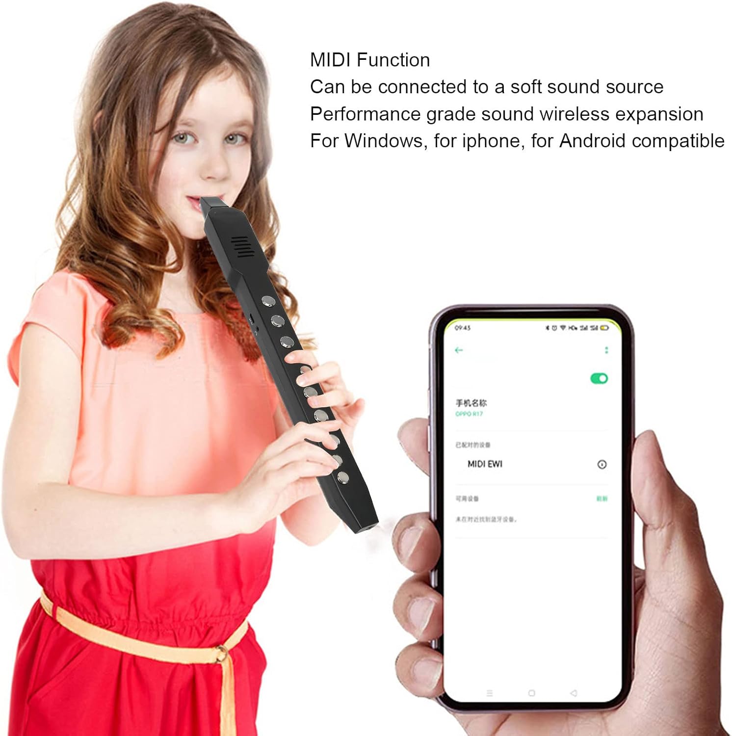 Mini Saxophone Instrument, Digital Wind Instrument with MIDI Function, 10 Tones Electronic Wind Instrument, 12 Accompaniments, for for iOS for Android