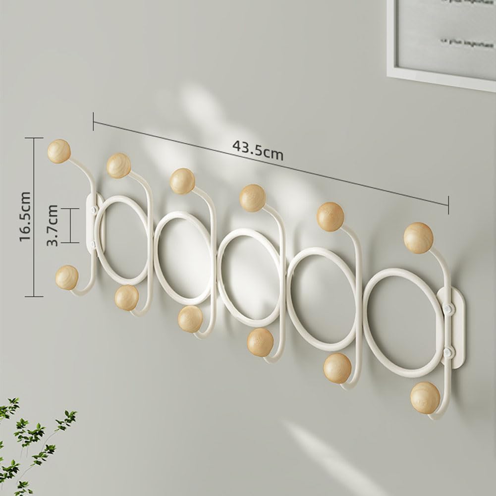 Wall Hanger with 12 Hooks, Coat Rack Wall Mount, Door Hooks, Corner Coat Hook, Towel Holde for Hanging Towel, Hats, Scarves, Umbrella and Keys (Multi-Color)