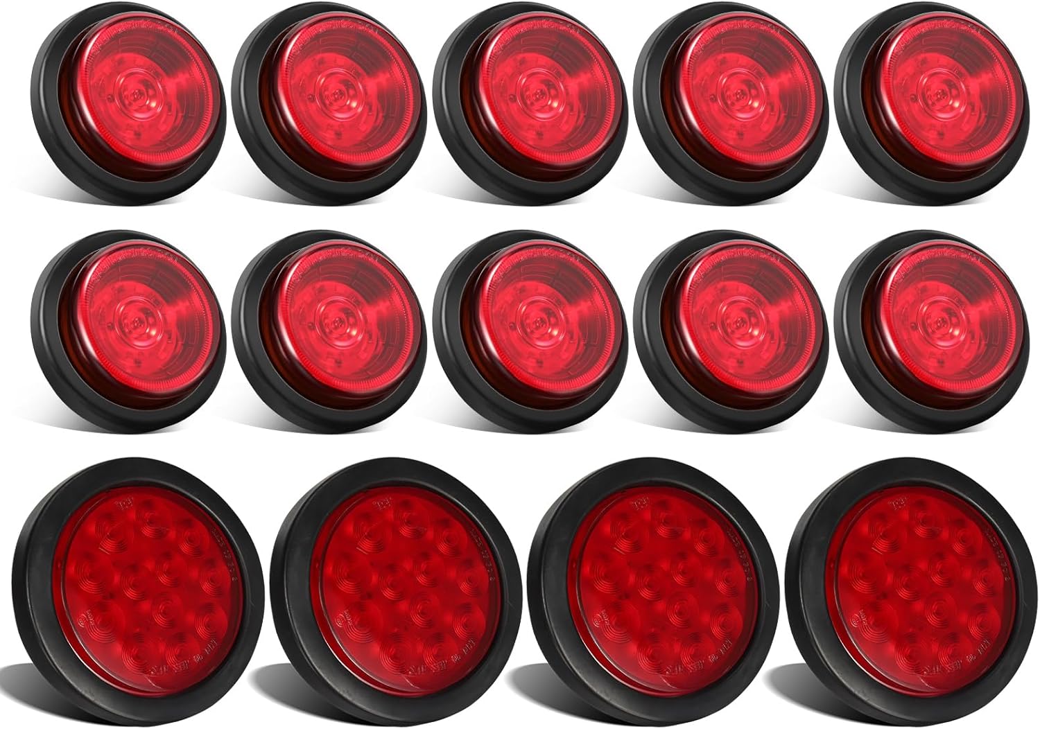Partsam 4x 4 Round Led Trailer Tail Lights + 10x 2.5 Strobe Marke Lights