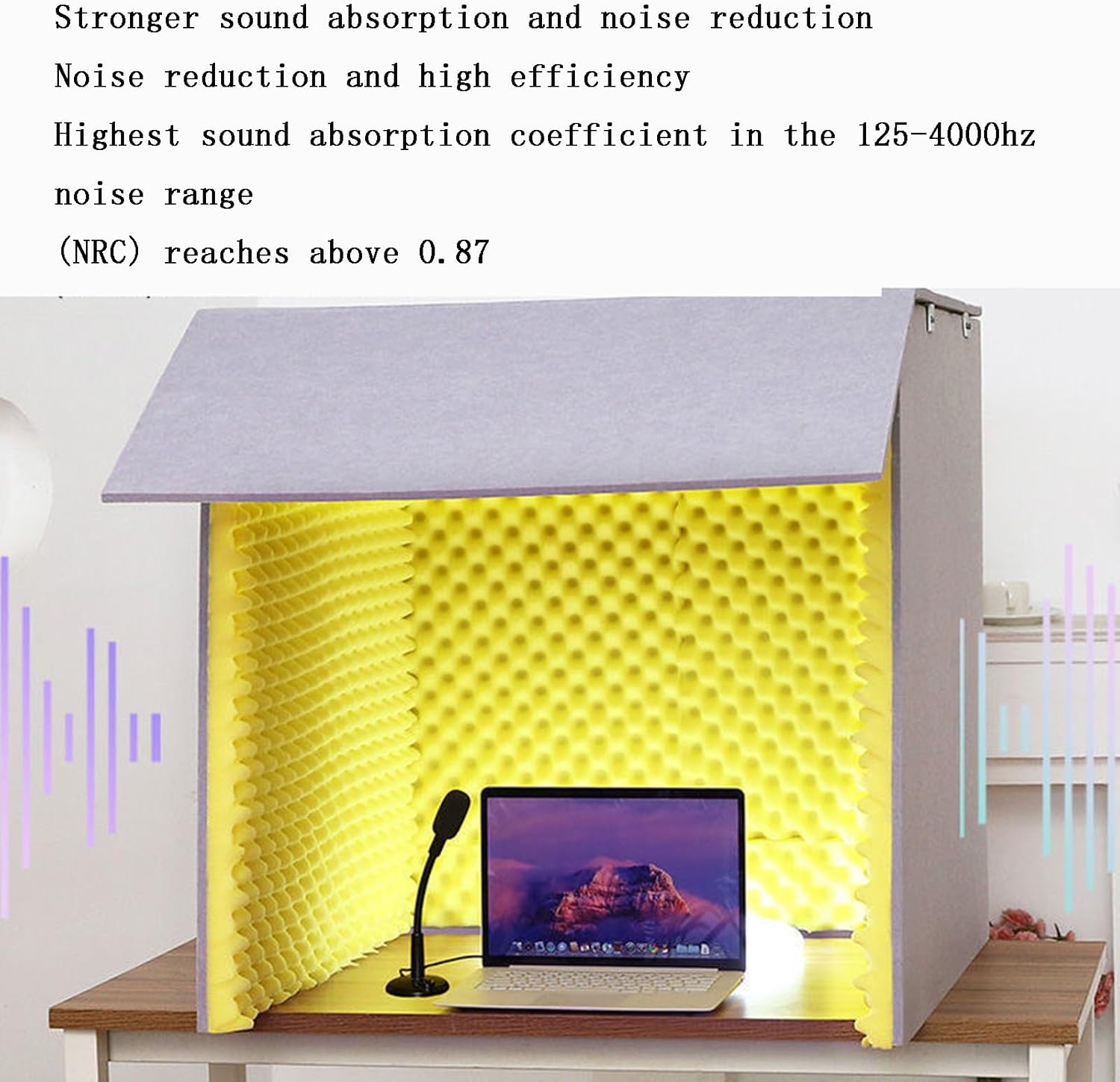 Portable Recording Booth, Desktop Soundproof Cover, Decreasing Noise, Vocal Absorbing Shield, for Microphone Recording Equipment (Grizzle)