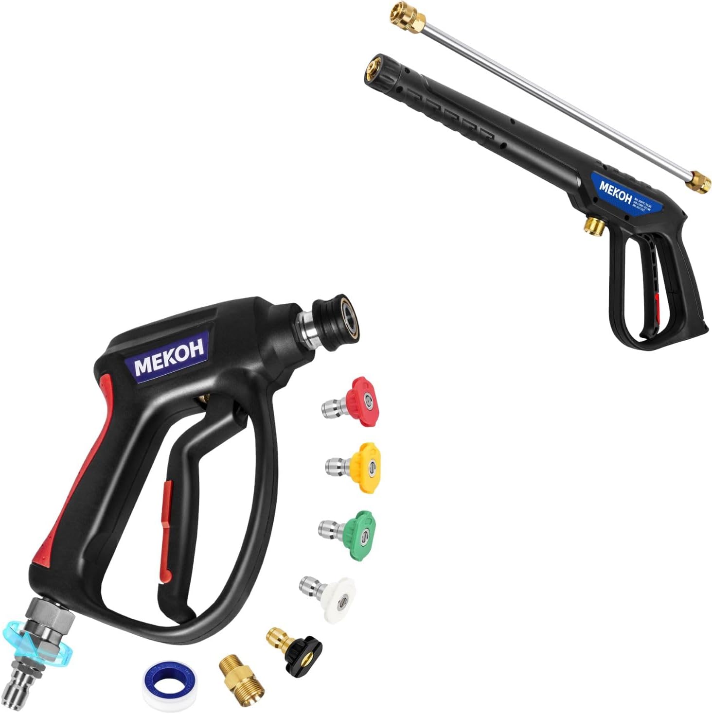 MEKOH Short Pressure Washer Gun with Swivel 5000 PSI ＆ Universal Pressure Washer Gun with Stainless Extension