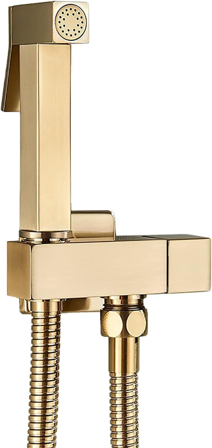 Brushed Gold Handheld Bidet Sprayer for Toilet Wall Mounted Baby Cloth Diaper Sprayer Brass Toilet Sprayer Single Cold Handheld Sprayer Kit for Personal Hygiene Cleaning