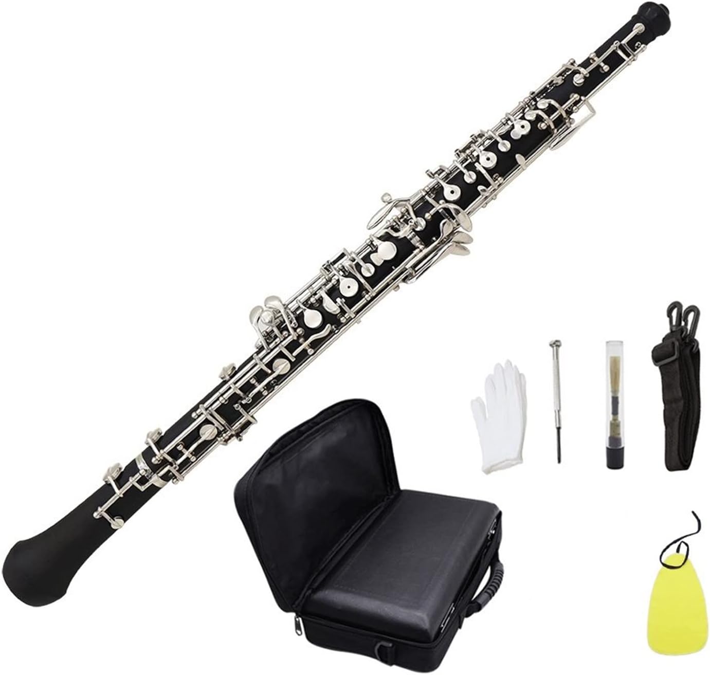 ZUZU Professional Oboe C Key Cupronickel Plated Silver Woodwind Musical Instrument for Beginner with Reed Gloves Case Bag Strap Oboe Parts