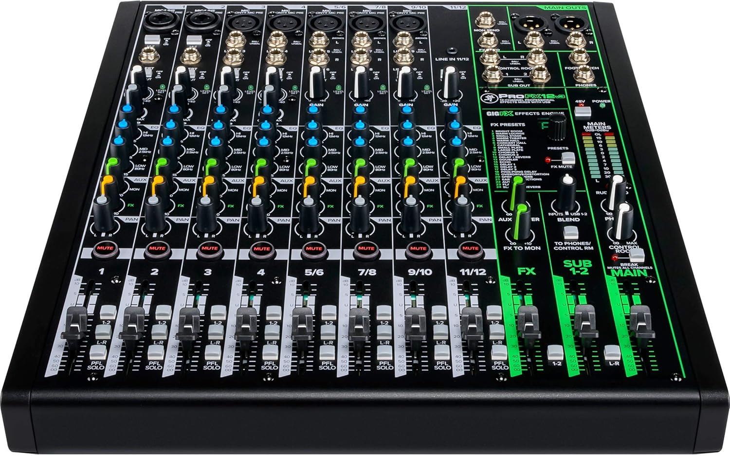 Mackie ProFX12v3 12-Channel Sound Reinforcement Mixer with Built-In FX + Basic XLR/USB/TS/TRS/RCA Cables Bundle & Fibertique Microfiber Cleaning Cloth