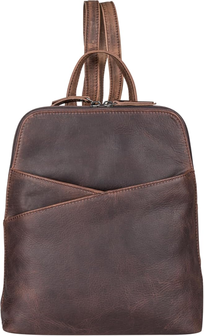 Lady Conceal Unisex Concealed Carry Jayden Leather Backpack with Hidden Compartment with Universal Holster (Dark Brown)