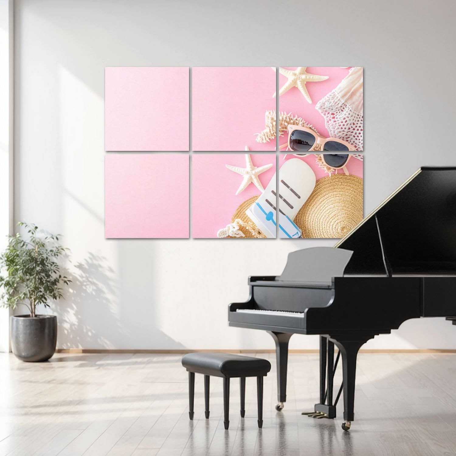 6 Pack Art Acoustic Panels Summer vacation travel essentials including passport sunglasses flip Sound Absorbing Panel 48